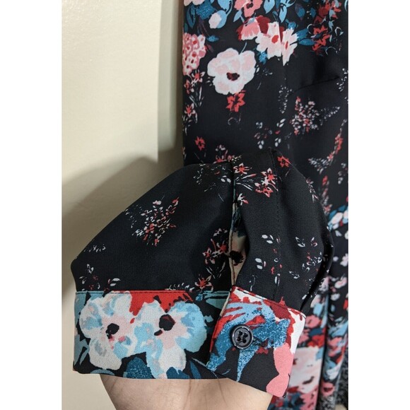 Julia Jordan Shirt Dress Long Sleeve Collared Shark Bite Button Front Floral 14 - Picture 6 of 11